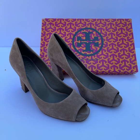 Tory Burch Suede Open Toe Pumps - Picture 1 of 7